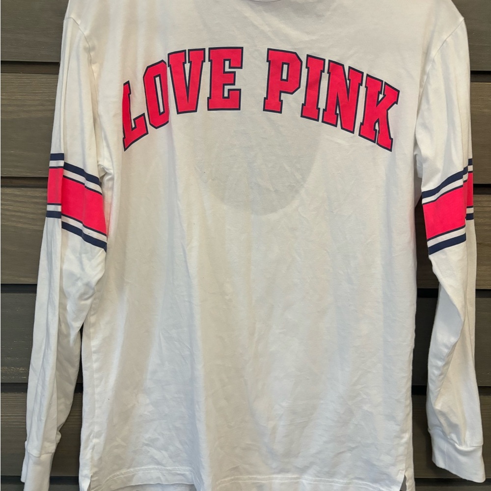 PINK Victoria's Secret Kids Long Sleeve Tee - White with Pink Accents